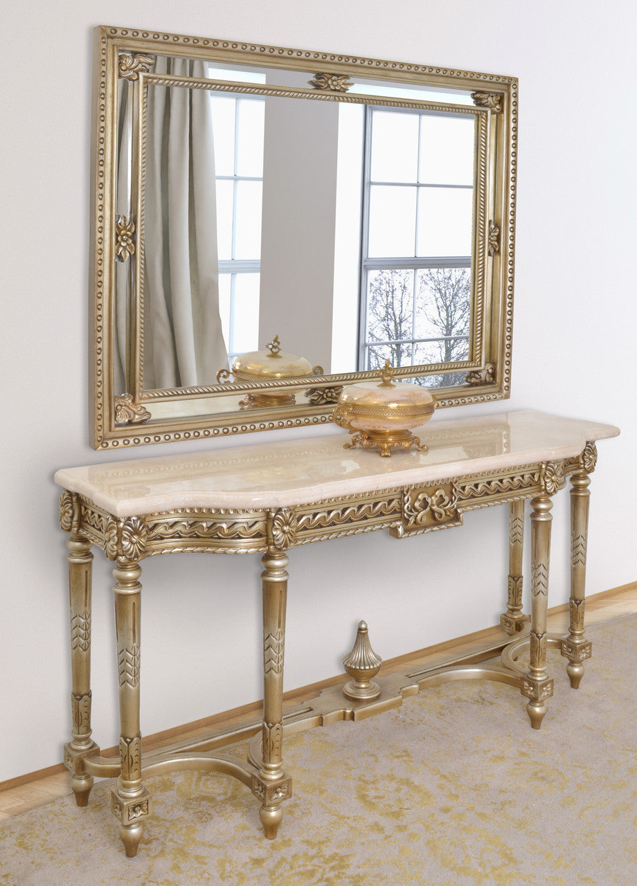 Carved Gold Leaf Console with Marble Top