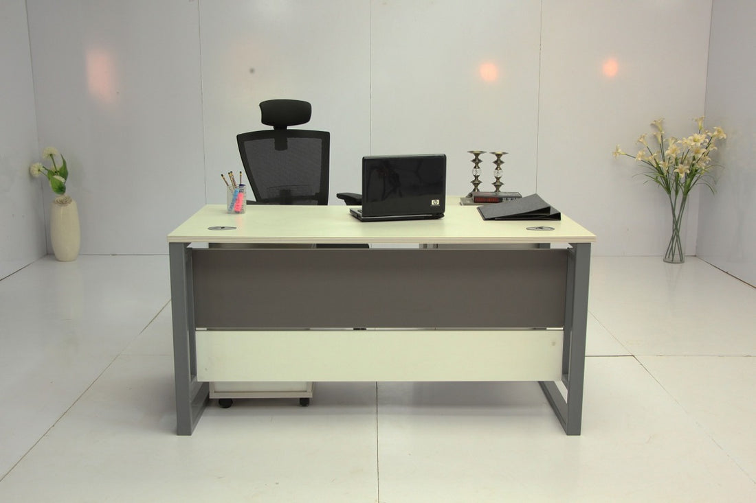 Elegant White and Grey Workstation