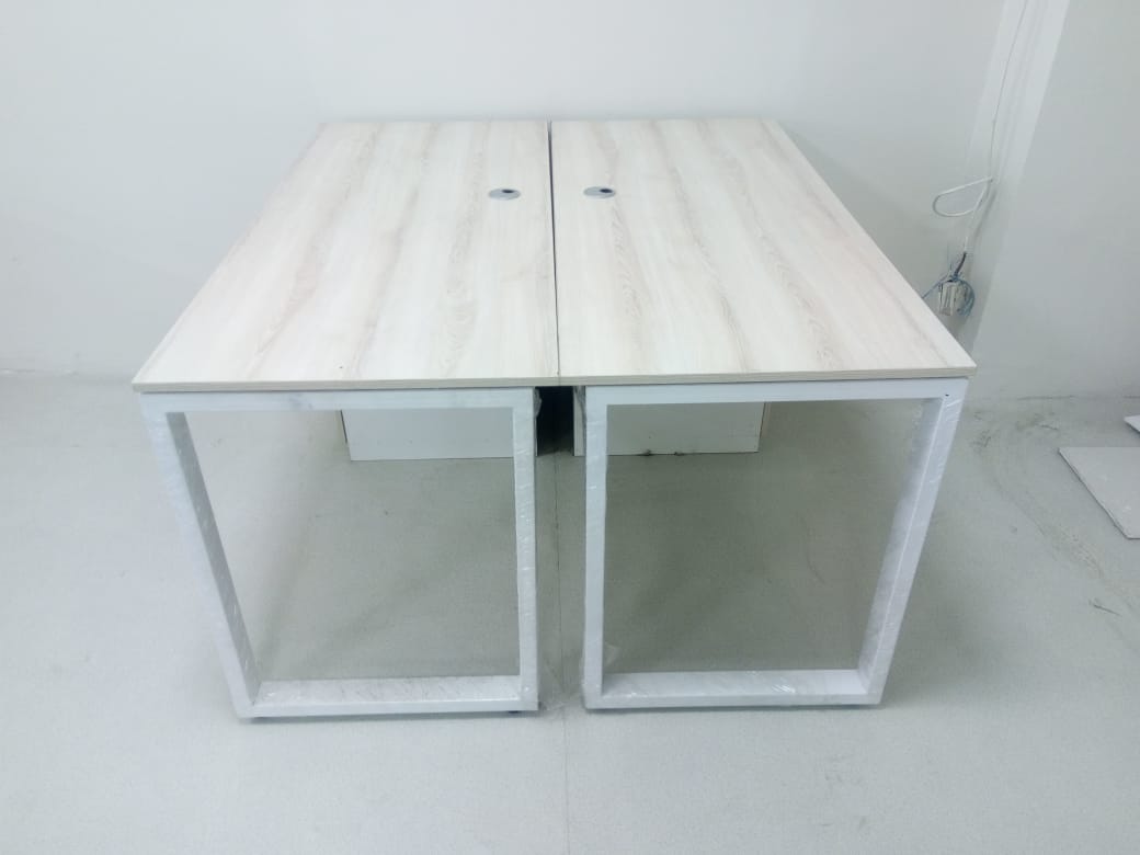 Square Quad Workstation with White Frame