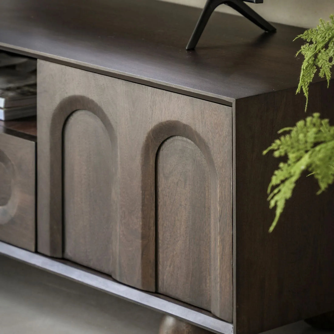 Dark Walnut Arch Pattern TV Unit