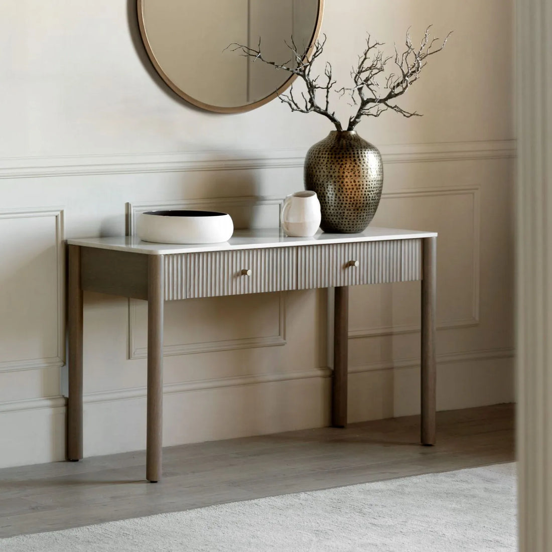 Fluted-Front Neutral Console