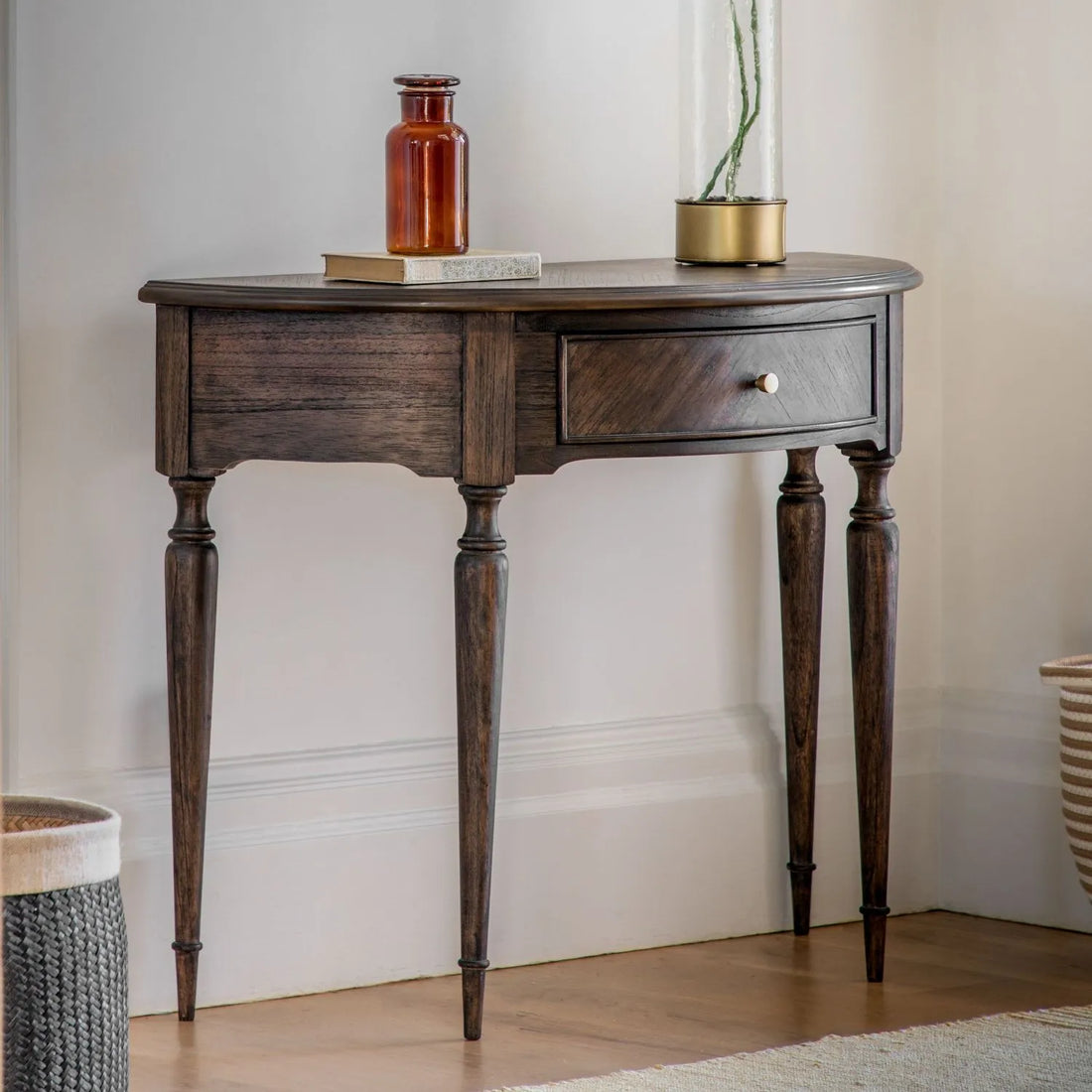 Classic Fluted-Leg Walnut Console