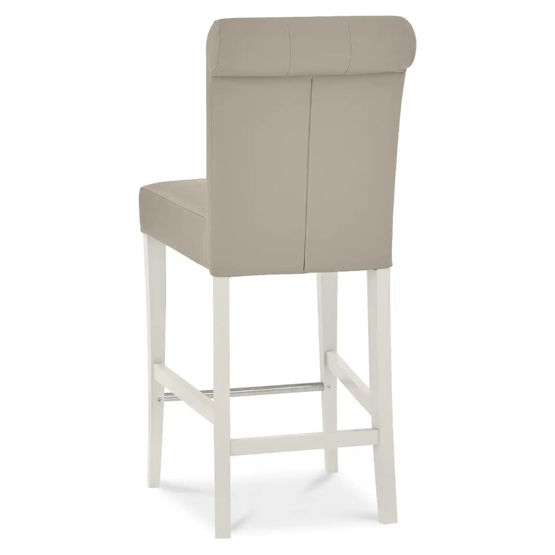 Beige Tufted Bar Stool with White Base