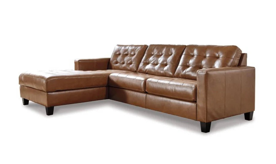 Vintage-Tufted Leatherite Sectional