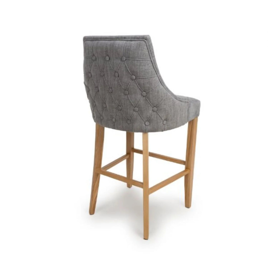Gray Upholstered Curved-Back Stool