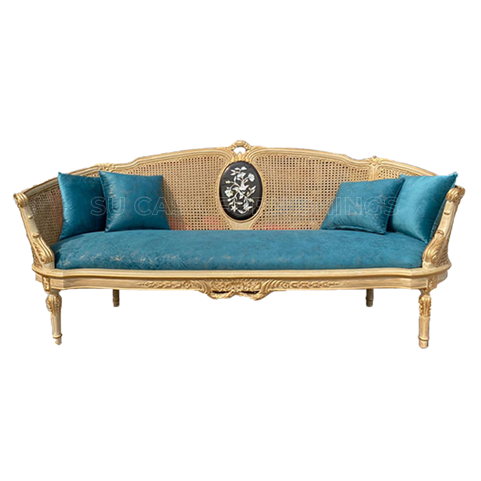 Rounded Cane-Back Classic Sofa
