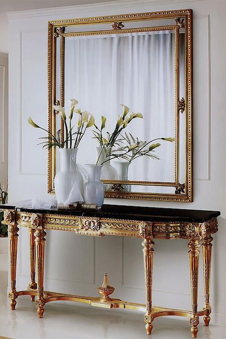 Baroque-Inspired Console with Black Stone Top
