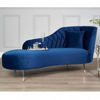 Royal Blue Velvet Lounge Chaise
