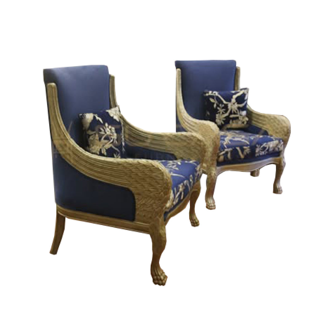 Oriental Crane Embroidered Chair
