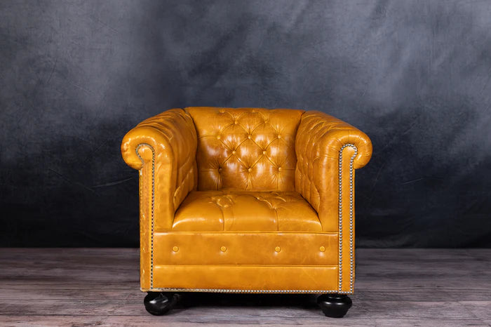 Golden Mustard Tufted Sofa