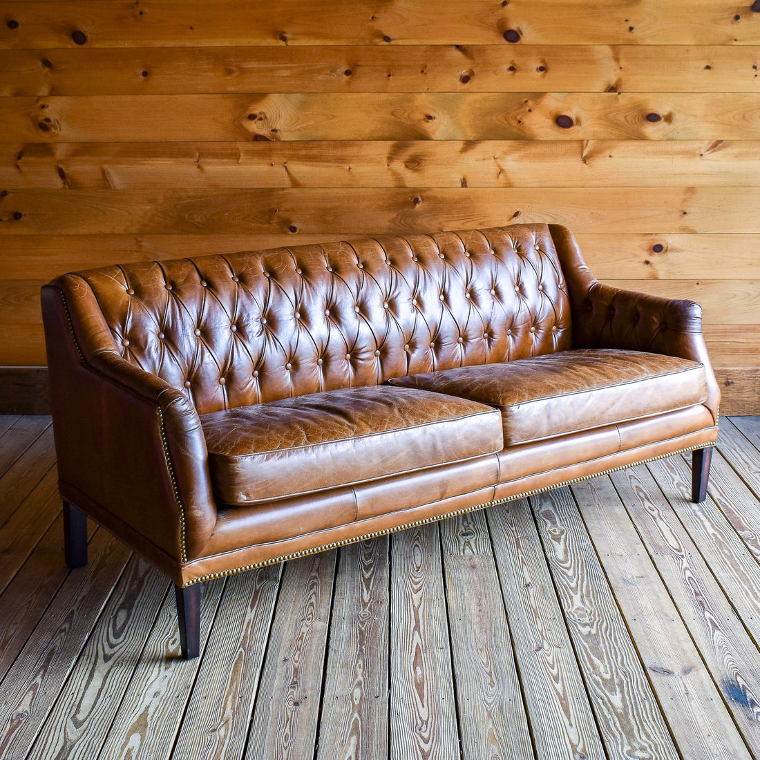 Tribal Accent Leather Sofa