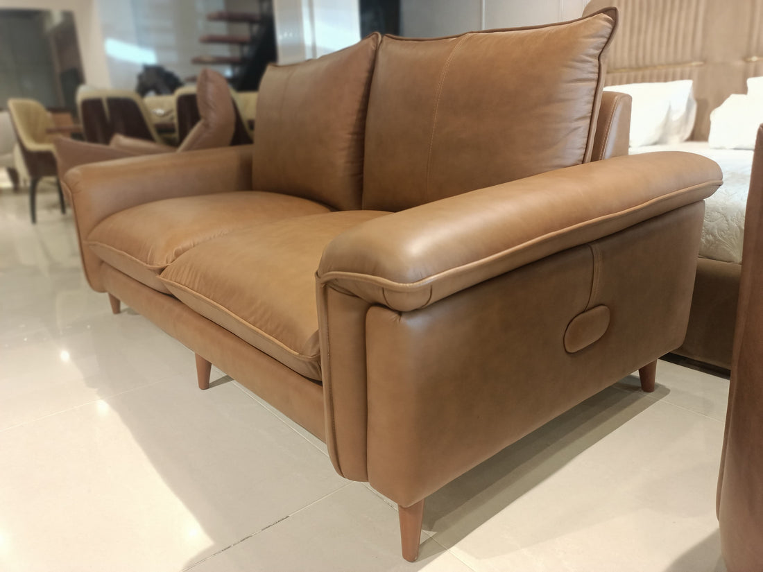 Contemporary Caramel leatherite Sofa