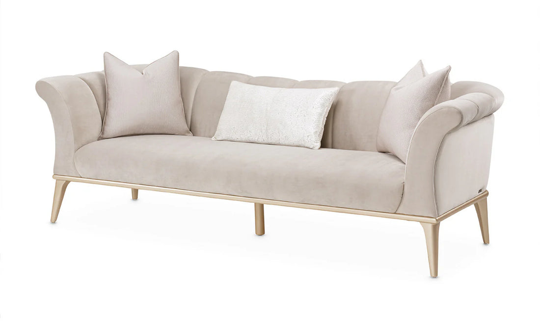 Minimalist Beige Velvet Sofa