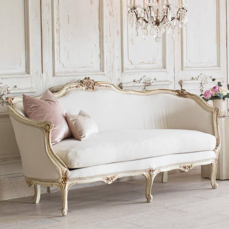 Ivory French Provincial Sofa
