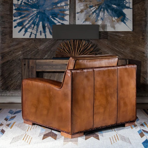 Rustic Cognac Leather Lounge Chair
